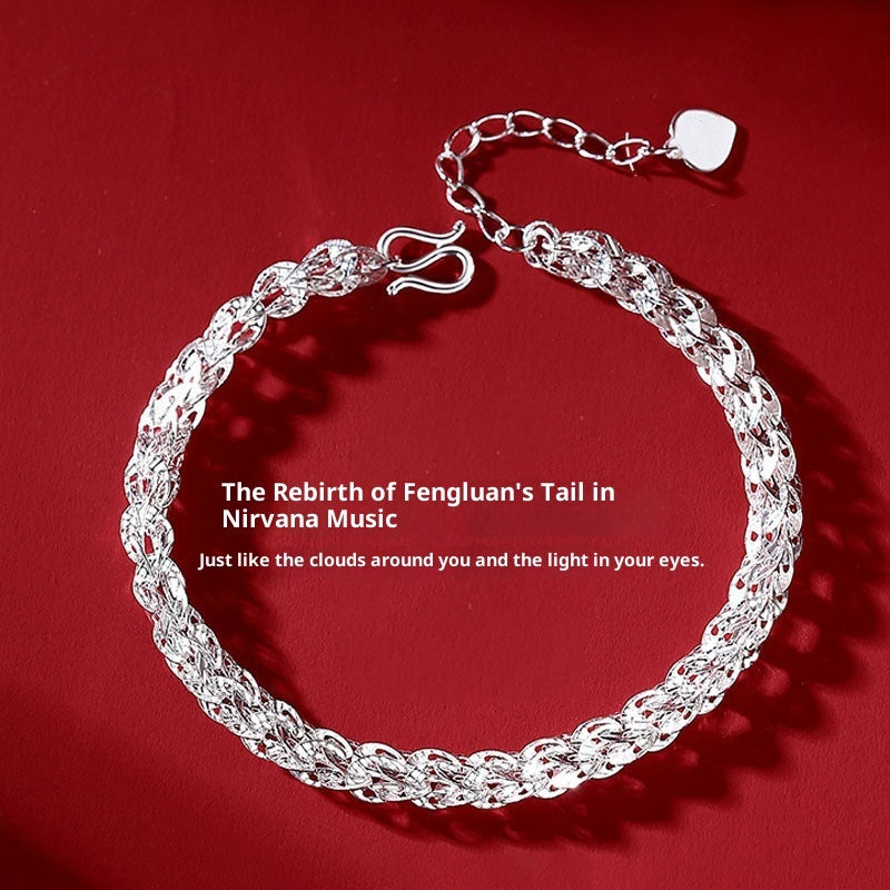 S999 Pure Silver Phoenix Tail Bracelet Female Sterling Silver Bracelet