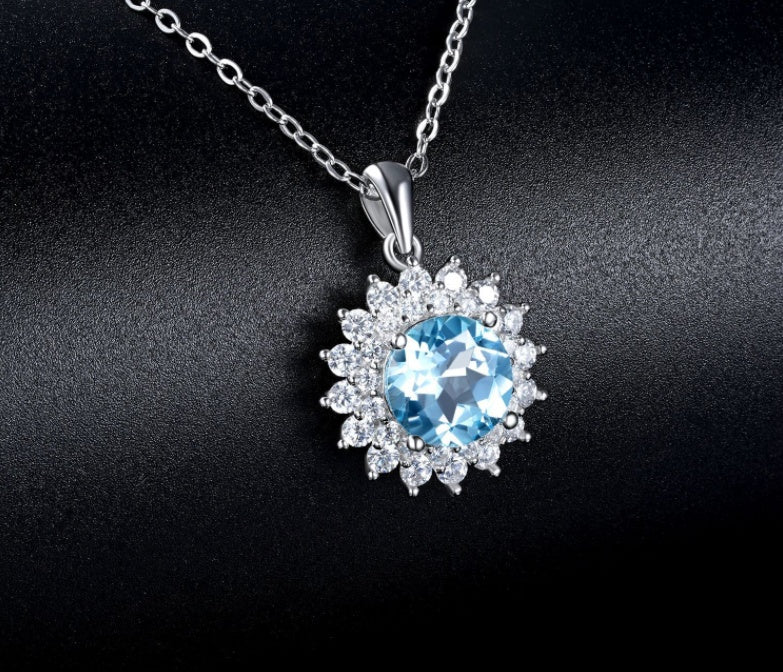 S925 Silber Natur Topas Halskette Damen