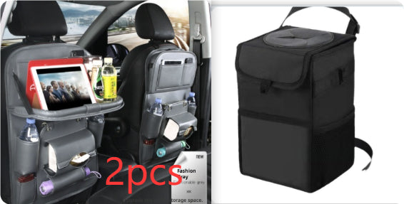 Trendy Pu Leather Car Storage Bag Multifunction Seat Back Tray Hangin