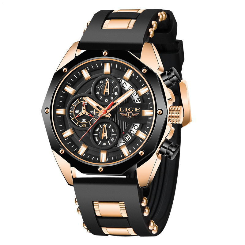 Herrenuhren Top Marke Luxus Silikon Sportuhr Herren Quarz Datum Uhr Wasserdichte Armbanduhr Chronograph