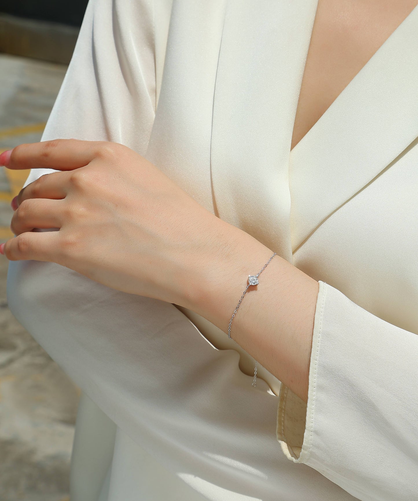Cross-Linked Bracelet - Set With Top-Quality Moissanite, A Luxurious