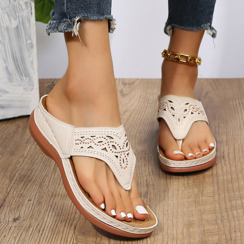 Clip Toe Wedge Sandalen Frauen Sommer Flip-Flops Hausschuhe Strandschuhe