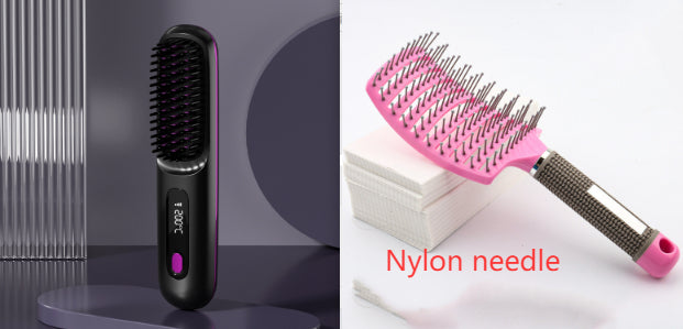 Trendy 2 In 1 Straight Hair Comb Wireless Hair Straightener Brush Hai