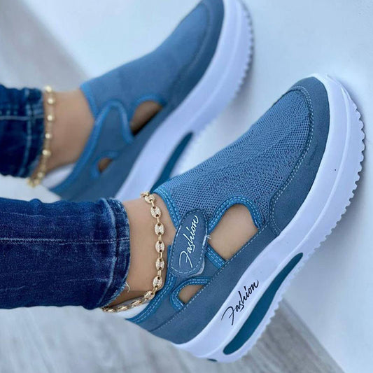 Flache, atmungsaktive Mesh-Schuhe mit Klettverschluss
