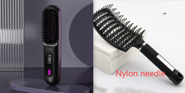 Trendy 2 In 1 Straight Hair Comb Wireless Hair Straightener Brush Hai
