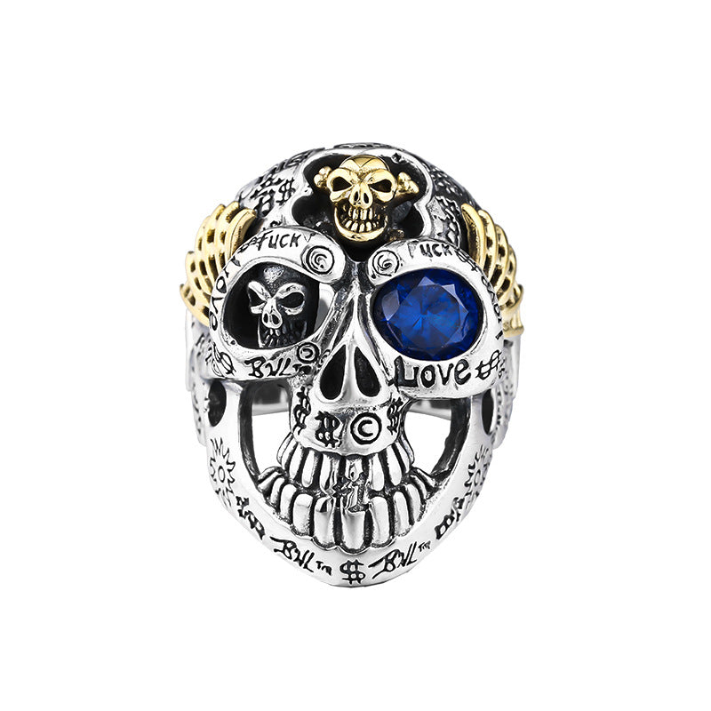 Mens Fashion Simple Dominant Skull Shape Sterling Silver Ring