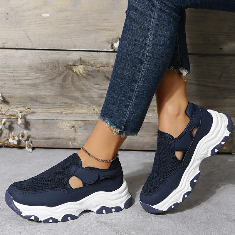 Mesh-Sportschuhe Damenmode Outdoor Flache Ferse Runde Zehe Preppy Laufschuhe