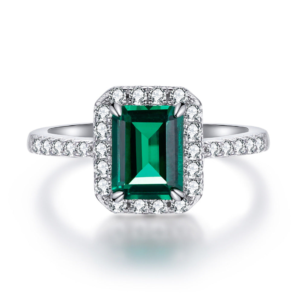 925 Sterling Silver Pink Diamond Egg-shaped Closed Wedding Ring European And American