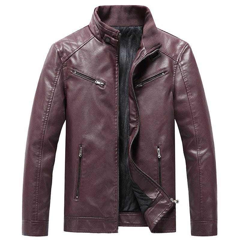 Manteau rembourré polaire pour homme, style coréen décontracté, col montant, veste en cuir PU, jeune et tendance