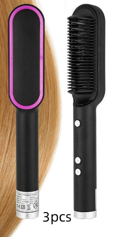 Nouveau peigne chaud lisseur 2 en 1 avec ion négatif et brosse à cheveux électrique double usage
