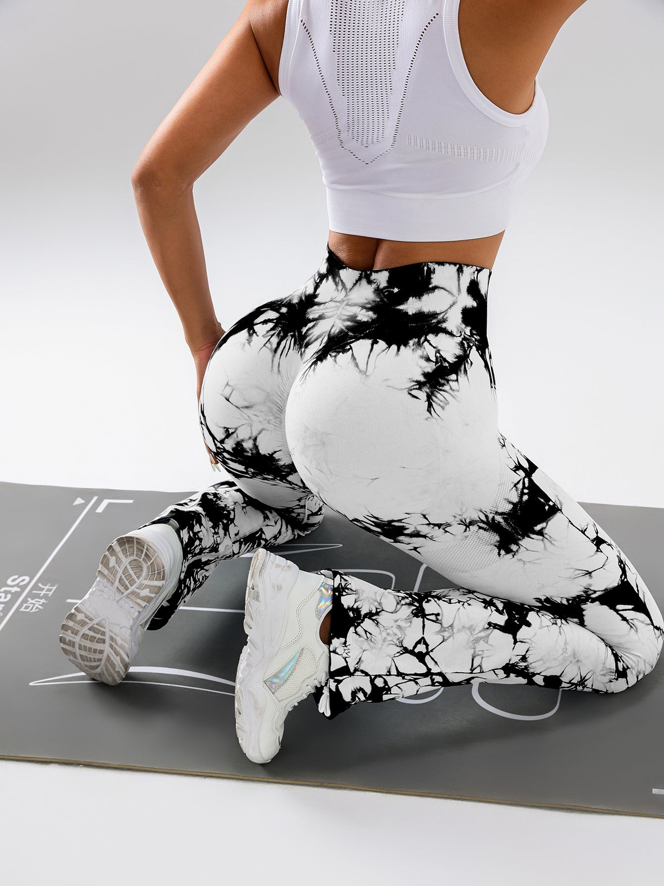 2er-Pack Batik-Leggings mit hoher Taille, ausgestellt, Po-Lifting, Fitness, Sport, Yoga, Schlaghosen für Damen, Workout-Leggings für Damen, nahtlose Leggings zum Kneten des Po-Liftings