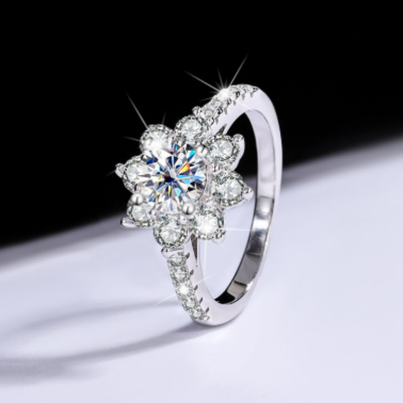 Sterling Silber 925 Moissanit Ring Damen Blumen Diamant