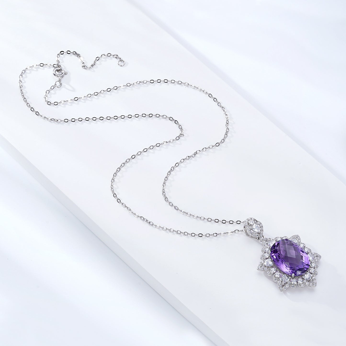 Natural Amethyst Necklace in 925 Sterling Silver — Elegant Women’s Gemstone Jewelry