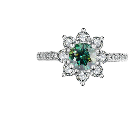 Sterling Silver 925 Moissanite Ring Female Flower Diamond