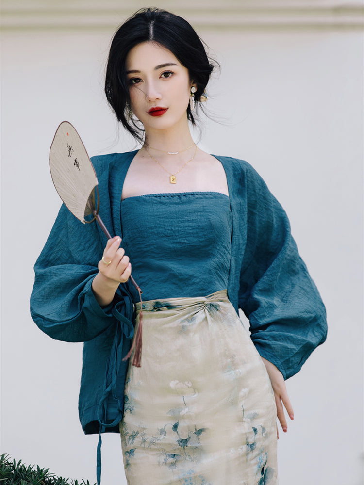 Three-Piece Modern Hanfu Set | New Hanfu Styles Embroidered Outfit