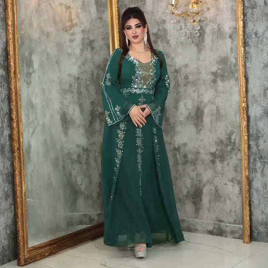 Stylish Elegant Heavy Industry Muslim Dress for Everyday Wear