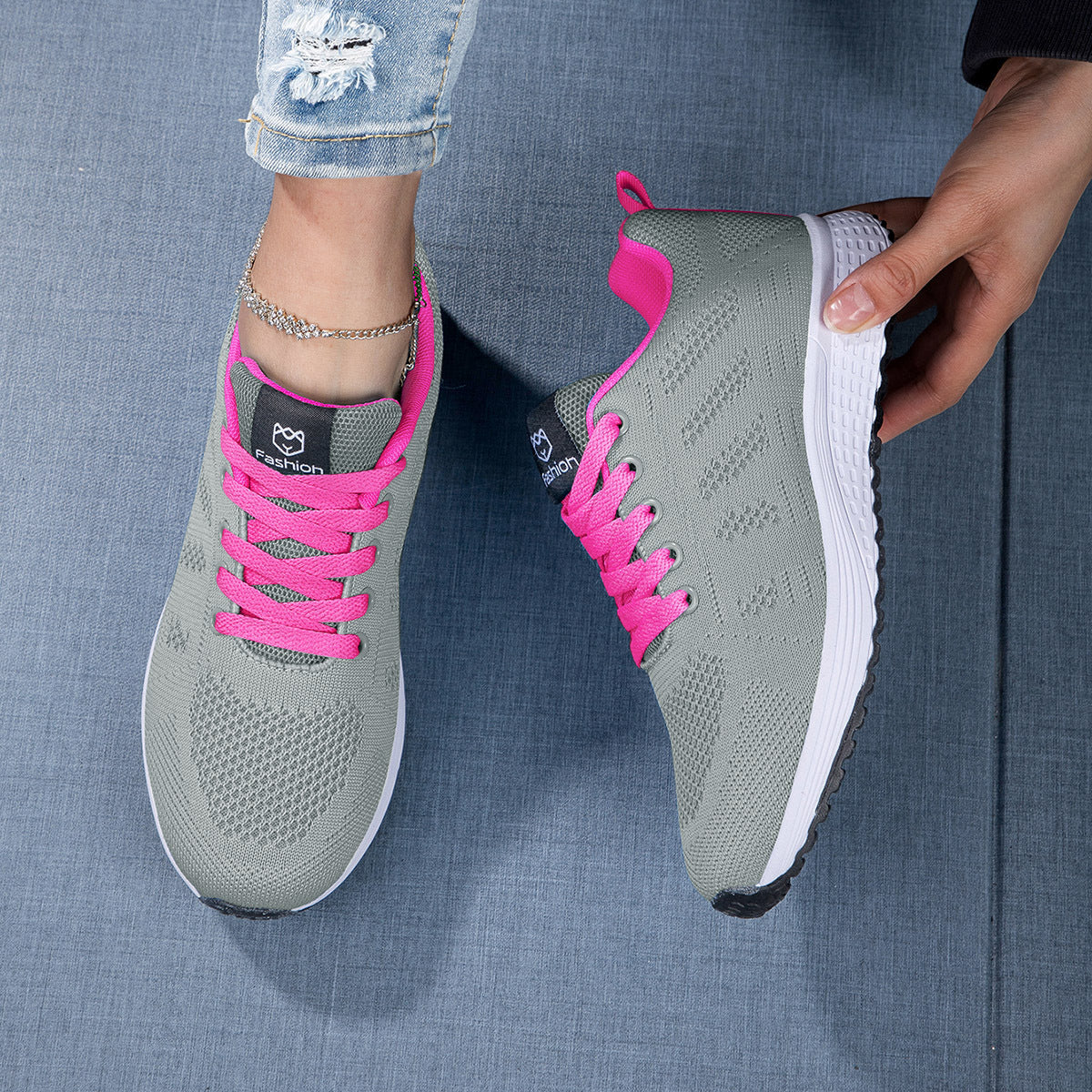 Plus Size Frühling und Herbst Fly-Kit Mesh Damenschuhe