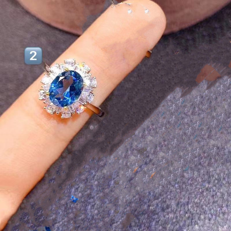 Damenmode Persönlichkeit Natürlicher Blautopasring