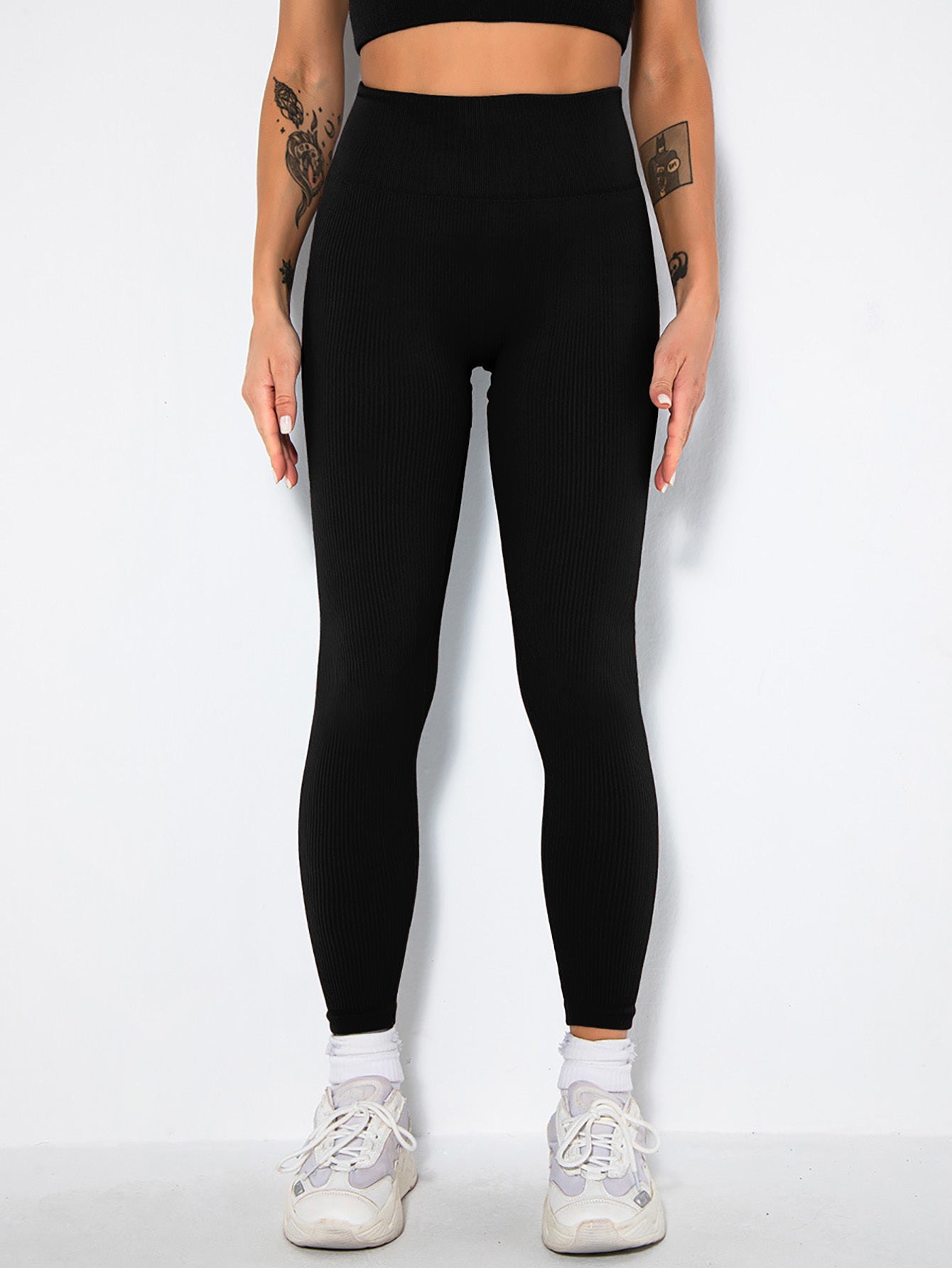 2er-Pack nahtlose gerippte Leggings für Damen, weiche, schlankmachende Yogahosen, gerippte Yogahosen, hohe Taille, Fitnessstudio-Leggings, Sport, Frauen, Fitness, nahtlos, weiblich