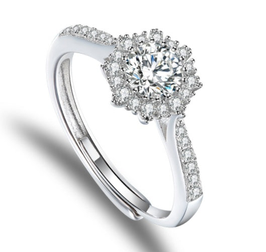 S925 Silver Inlaid Lace Fashion Modeling Ring