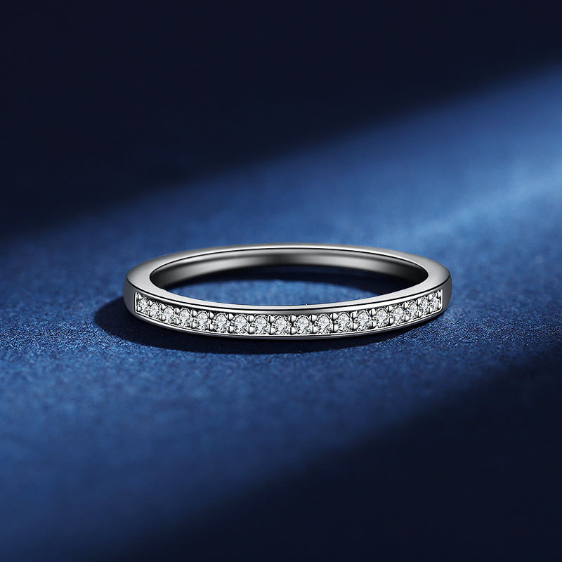 S925 Sterling Silver Couple Rings Adjustable Minimalist Design With Moissanite Diamond Accent