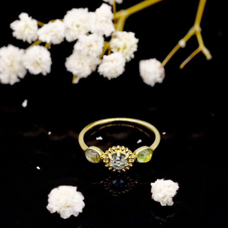 Stylish Ring Topaz Peridot S925 Sterling Silver for Everyday Wear
