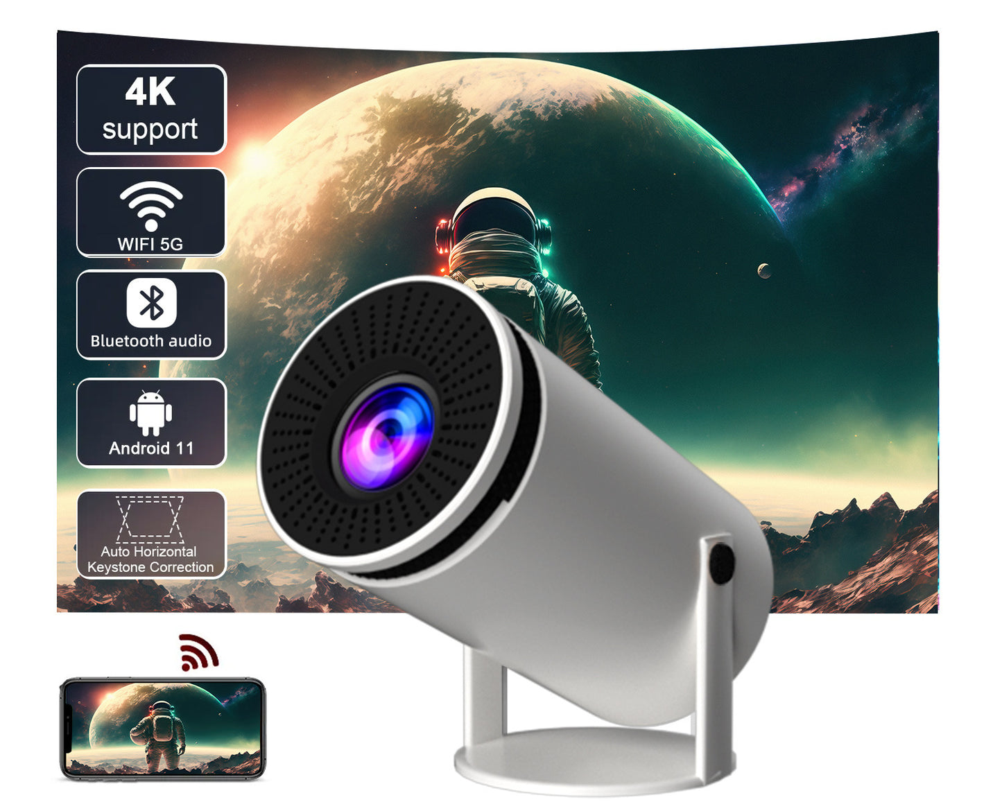 Barrel Machine Hy300 Écran de projection AnzhuoHD intelligent Recommander projecteur pour la maison