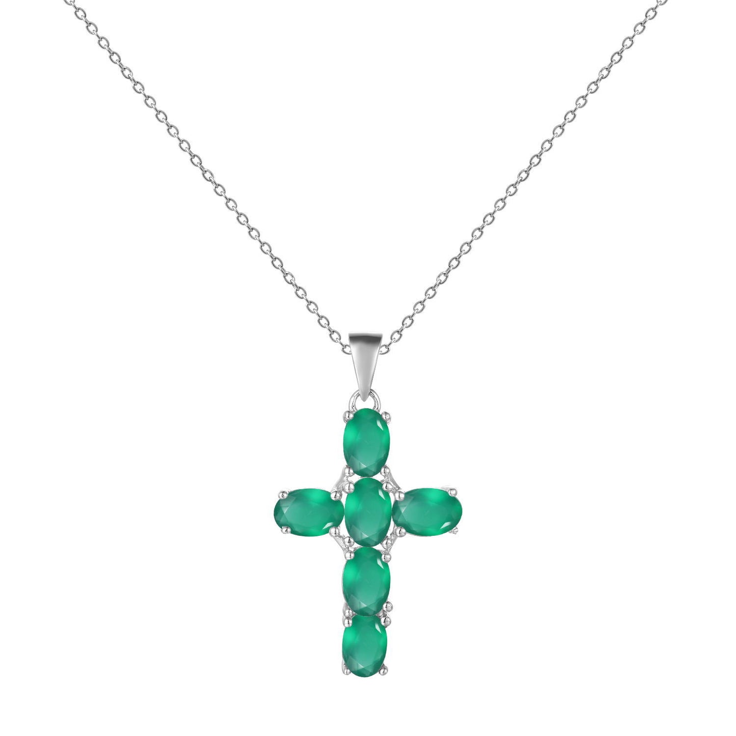 925 Silver Inlaid Crystal Cross Necklace Pendant
