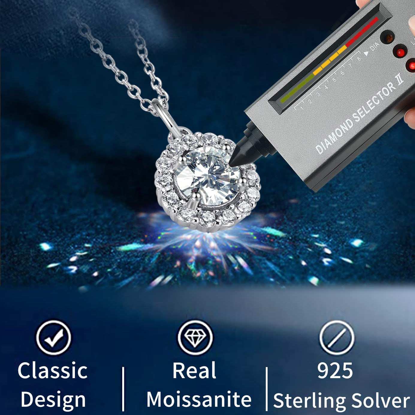 925 Sterling Silver D-color Diamond Necklace