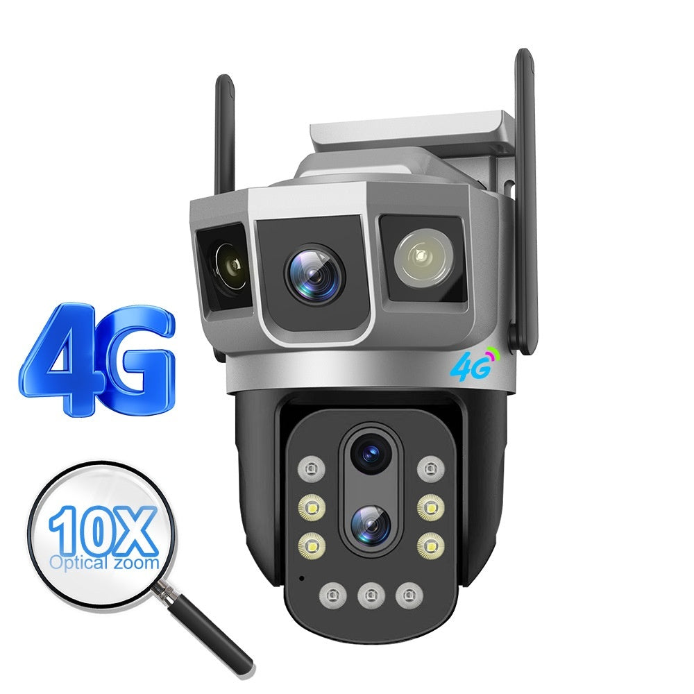 V380 Drei-Bildschirm 4G Haushalt Outdoor 10-fach Zoom Nachtsicht HD Intelligente Überwachungskamera