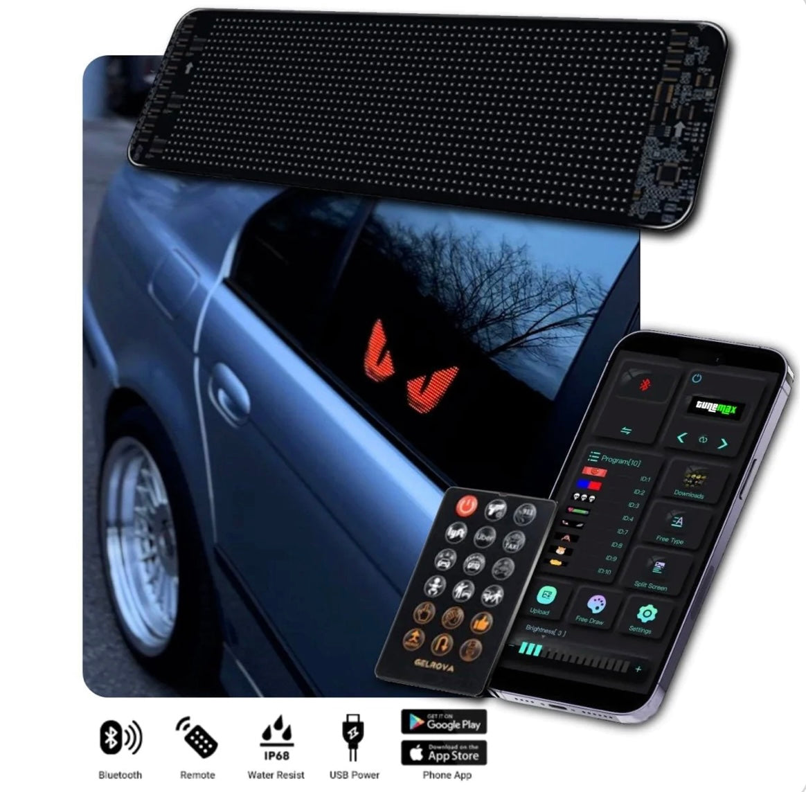 Écran publicitaire de voiture ultra-mince Bluetooth Pleine couleur Écran électronique souple