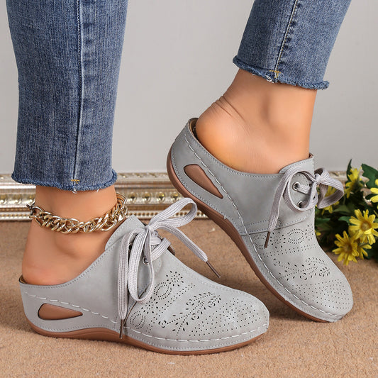 Sommer Baotou Schnürschuhe Outdoor Aushöhlen Keile Hausschuhe Für Frauen Sportschuhe