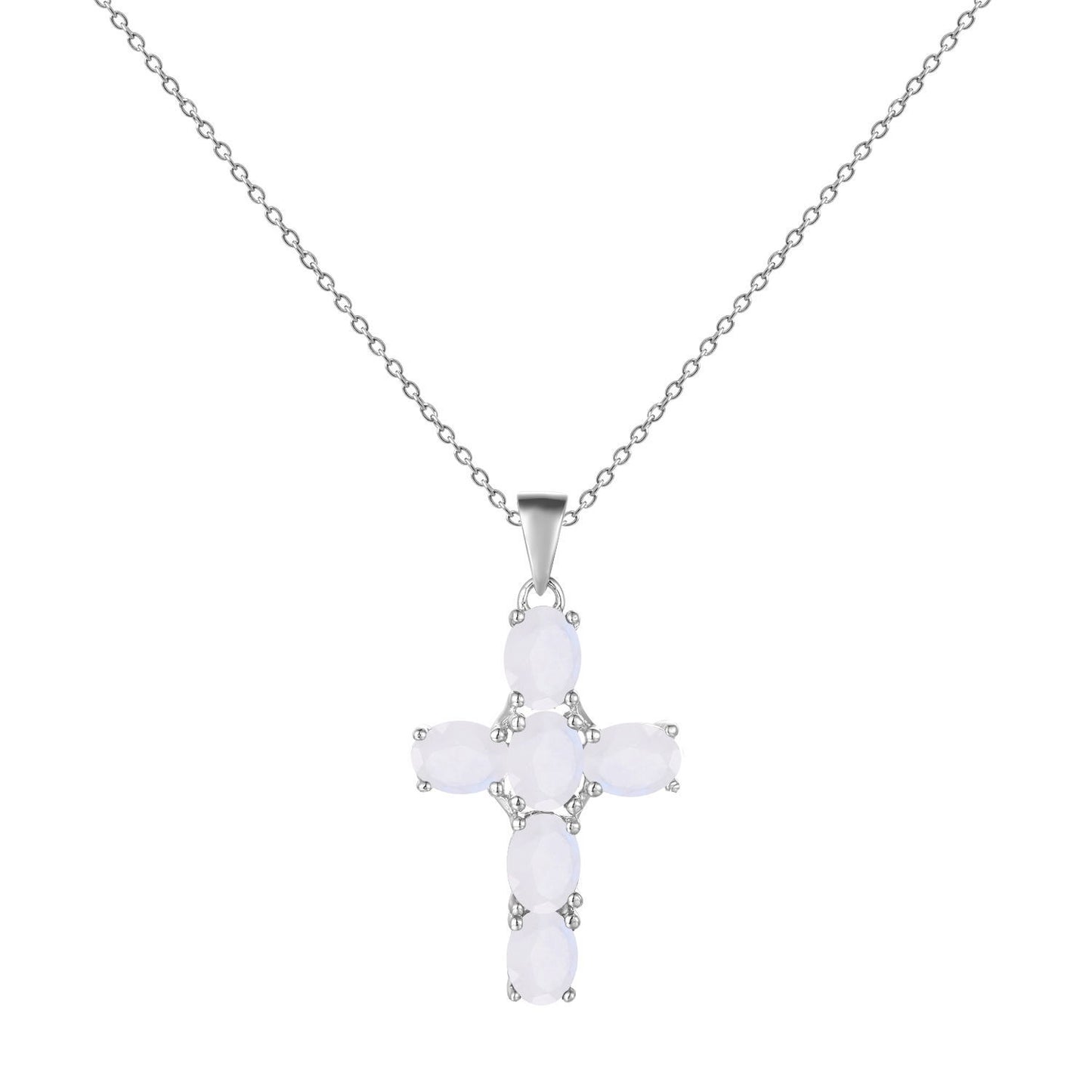 925 Silver Inlaid Crystal Cross Necklace Pendant