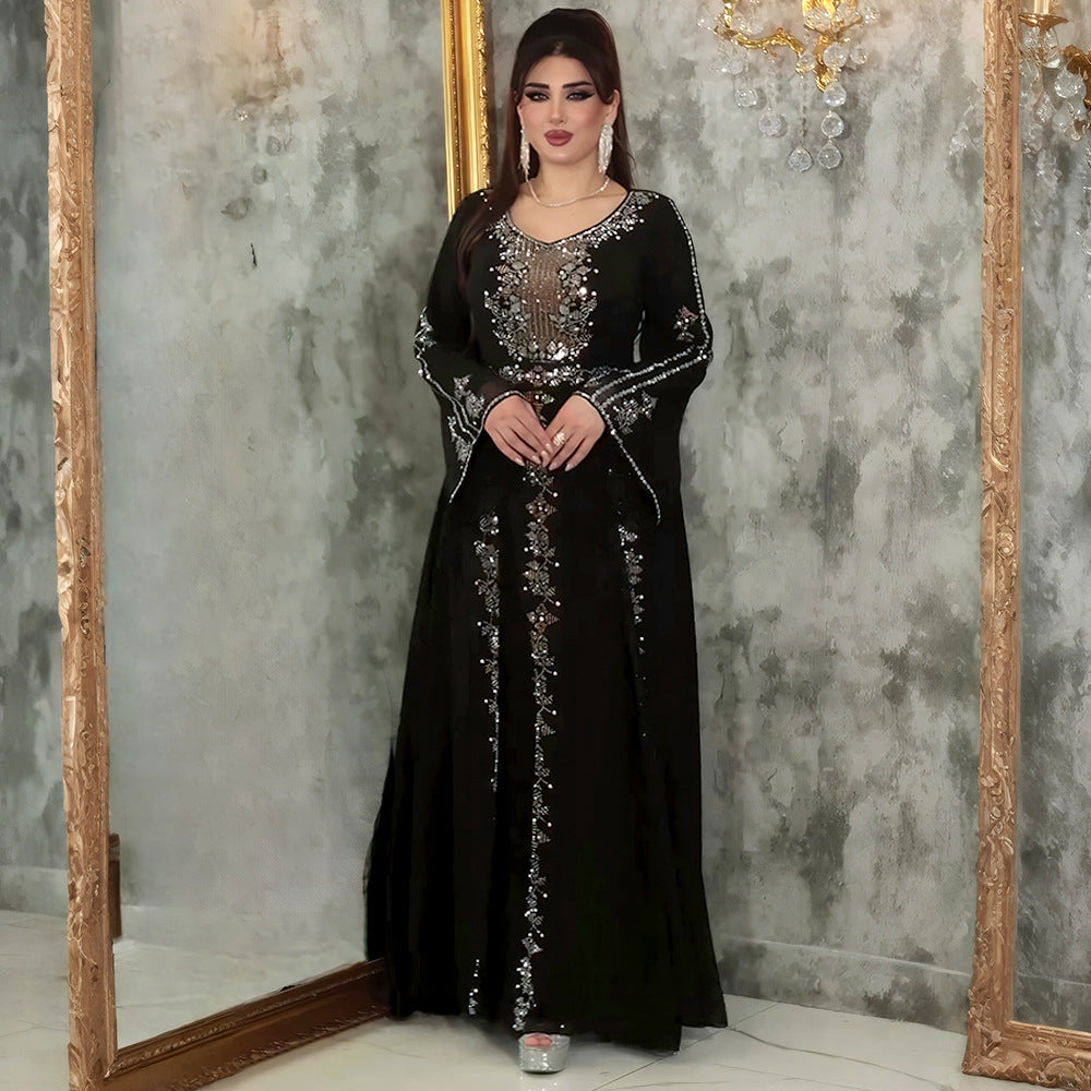 Stylish Elegant Heavy Industry Muslim Dress for Everyday Wear