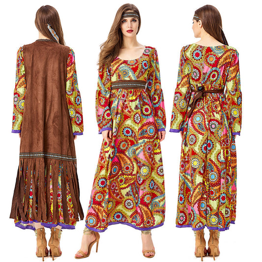 Déguisement Vintage Disco Hippie Déesse Tribale Primitive