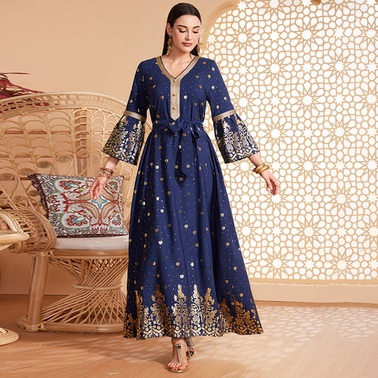 Stylish European And American Muslim Bronzing Temperament Long Sleeve
