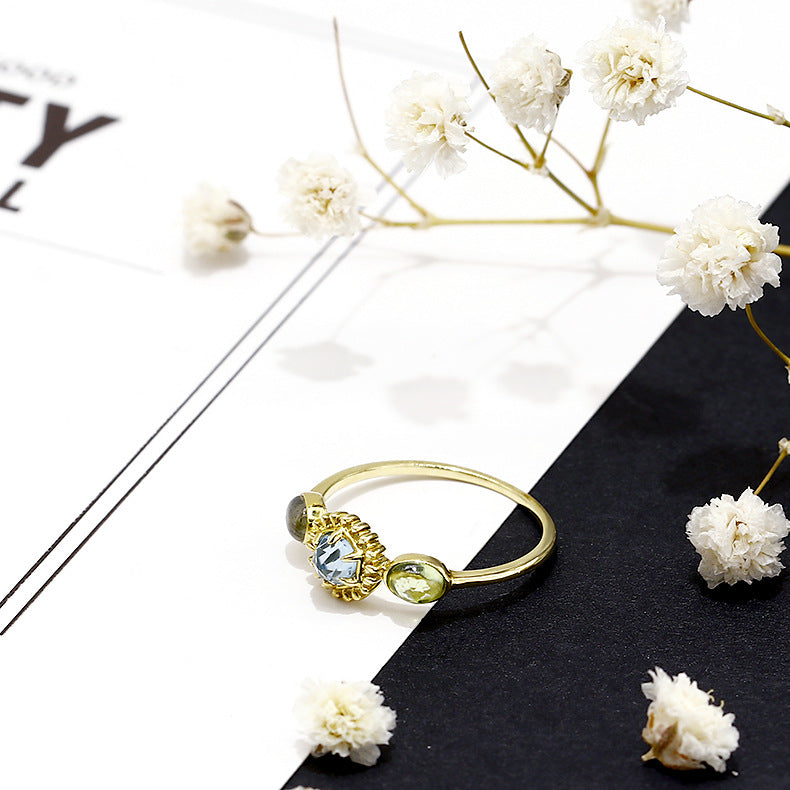 Stylish Ring Topaz Peridot S925 Sterling Silver for Everyday Wear
