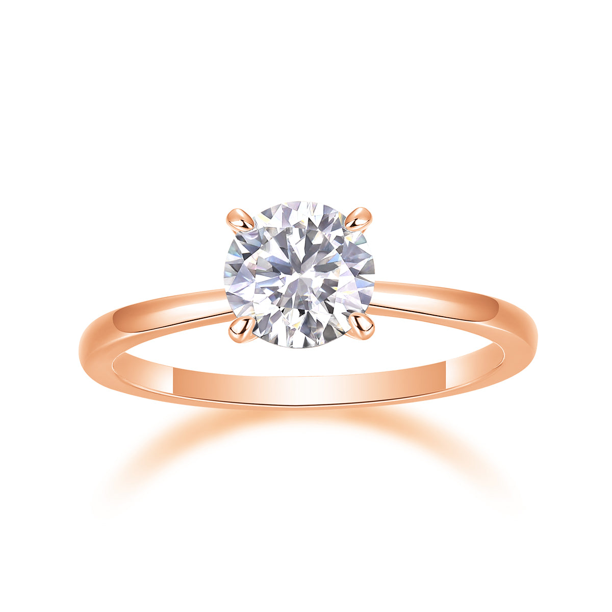 Oath - Set With 1-2 Carat Top-quality Moissanite S925 Silver And Platinum-plated Diamond Wedding Ring. The Ring Can Be Tested With A Diamond Pen. Gold Rose Gold