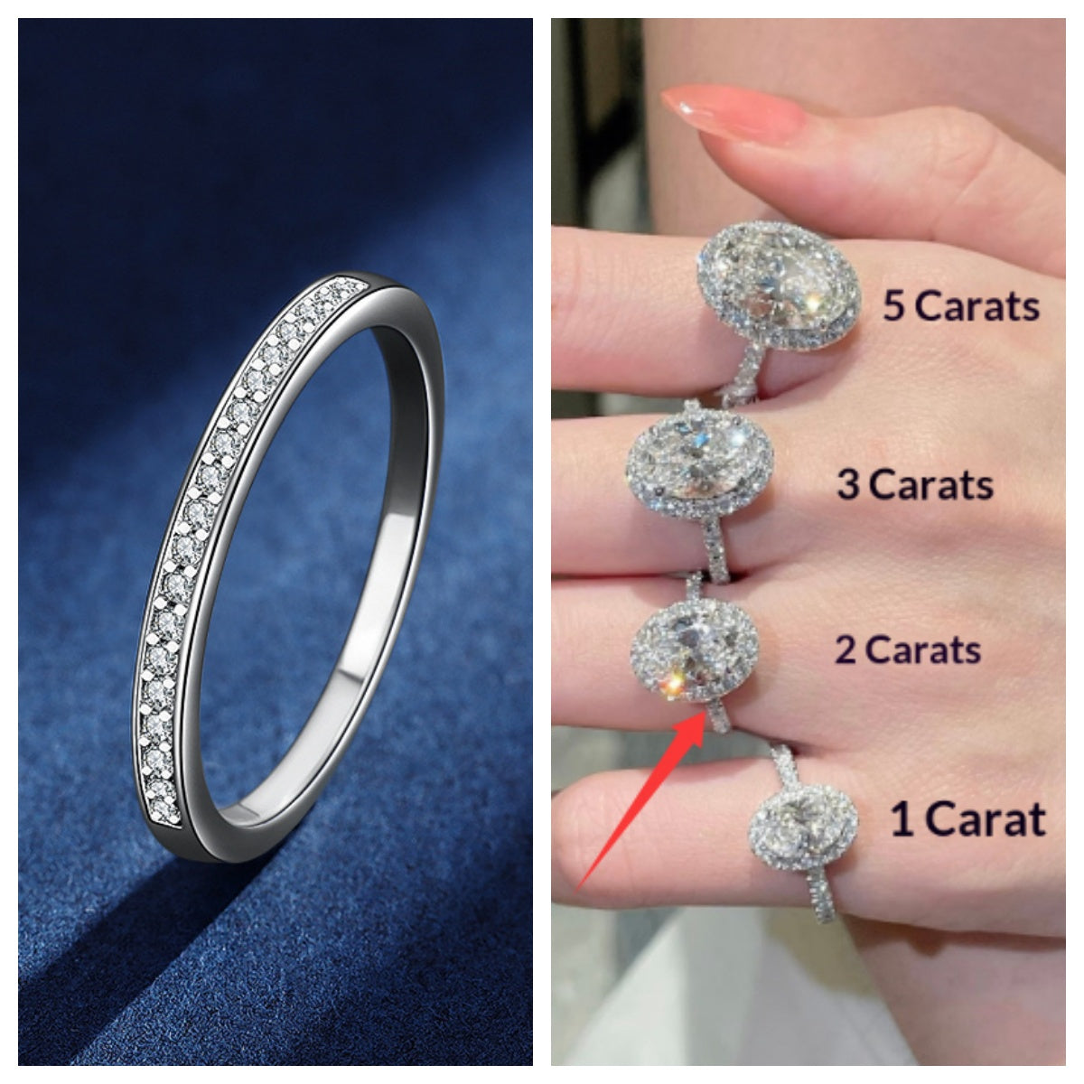 S925 Sterling Silver Couple Rings Adjustable Minimalist Design With Moissanite Diamond Accent