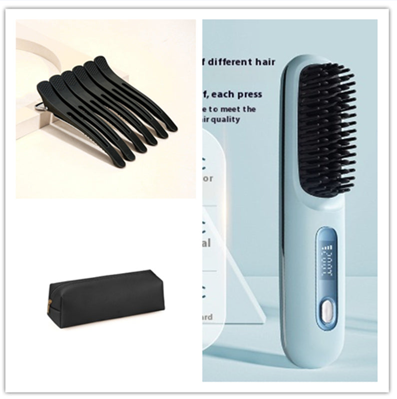Trendy 2 In 1 Straight Hair Comb Wireless Hair Straightener Brush Hai