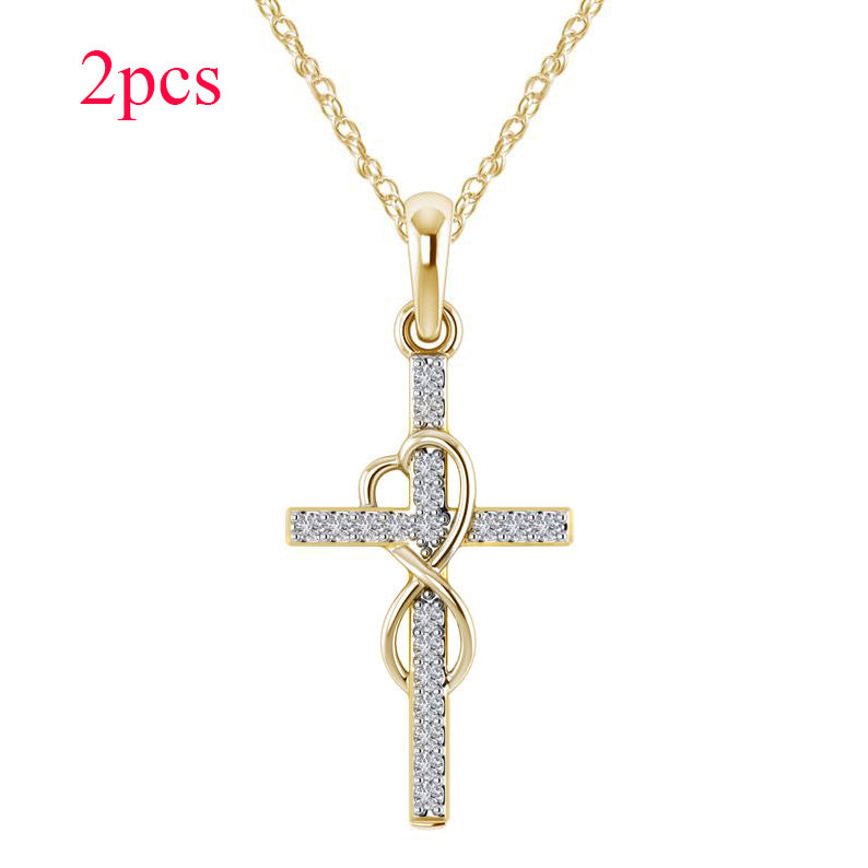 Legierungsanhänger mit Diamant und achtstelliger Kreuzkette
