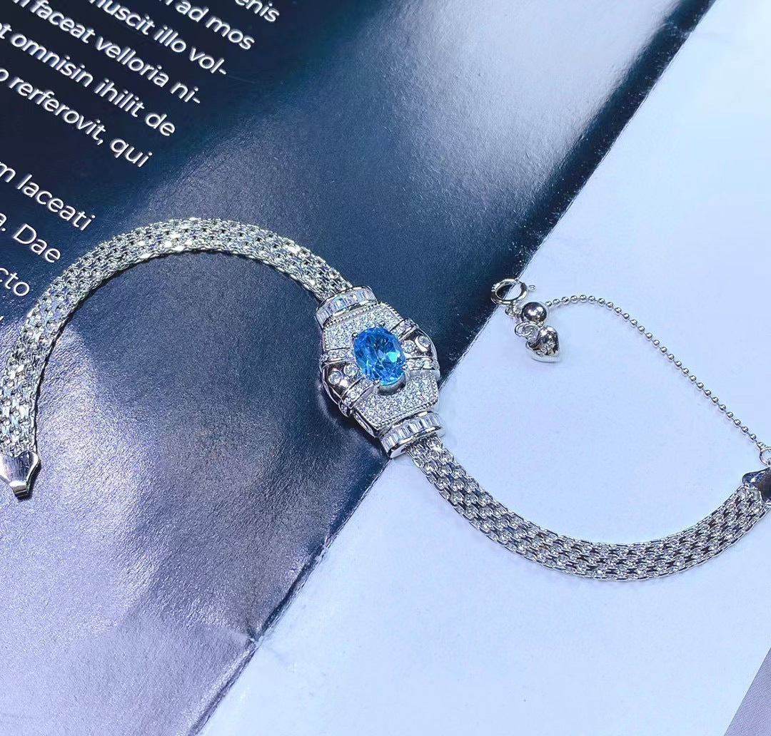Damenarmband aus S925 Sterlingsilber mit Topas-Kristalleinlage