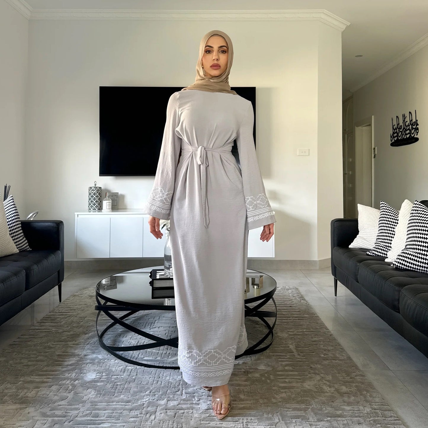 Damen Stickerei Mode Persönlichkeit Muslimisches Kleid
