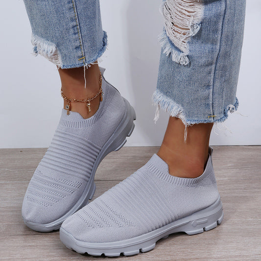 Stricksockenschuhe für Damen, bequem, atmungsaktiv, flache Schuhe, Laufschuhe