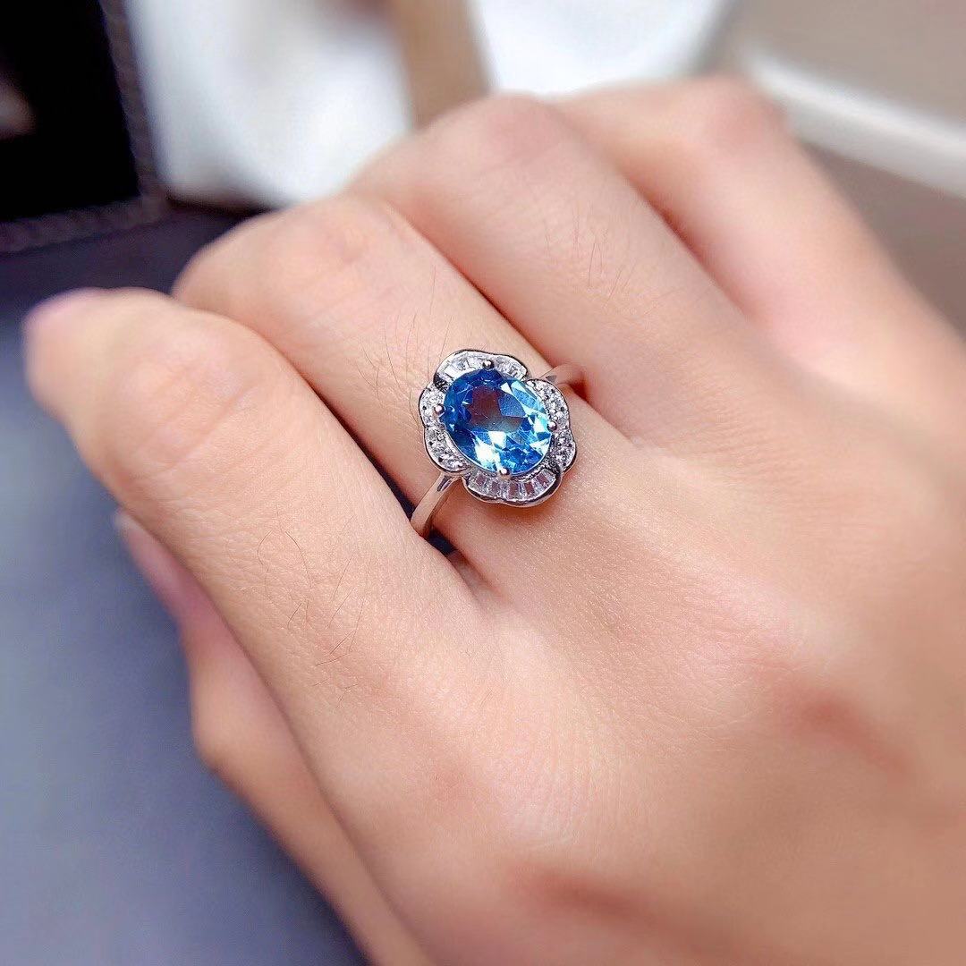 925 Sterling Silver Blue Topaz Necklace Set — Light Luxury Pendant | PurelyMart