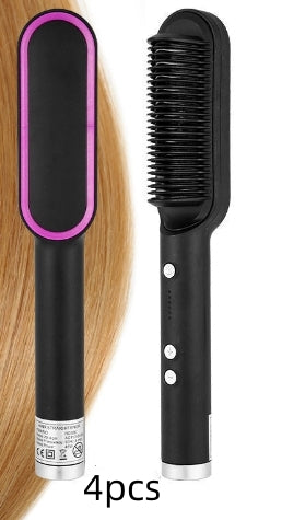 Nouveau peigne chaud lisseur 2 en 1 avec ion négatif et brosse à cheveux électrique double usage