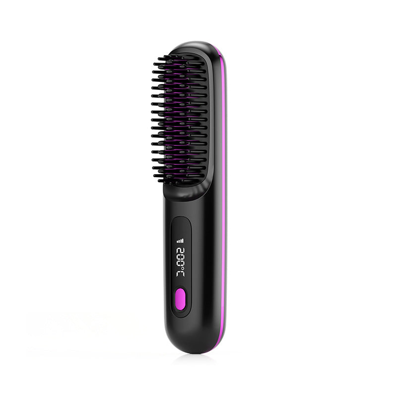 Trendy 2 In 1 Straight Hair Comb Wireless Hair Straightener Brush Hai