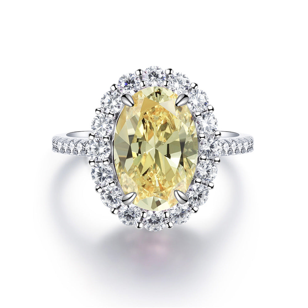 925 Sterling Silver Pink Diamond Egg-shaped Closed Wedding Ring European And American