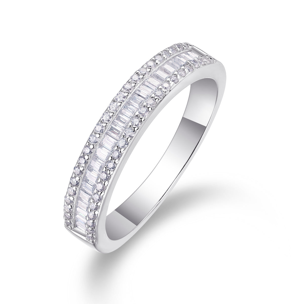 Arrangieren Sie den quadratischen Diamantring Luxusmode Moissanite Silberring 