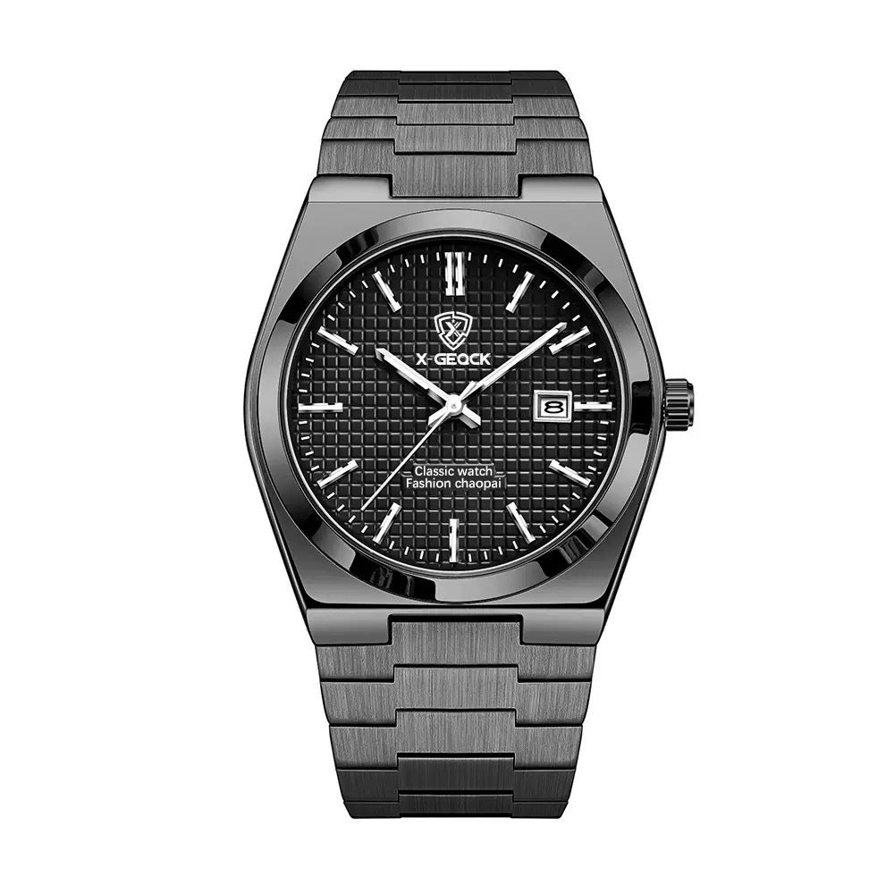 Herren Quarz-Schweizer-Uhr mit Faltschließe